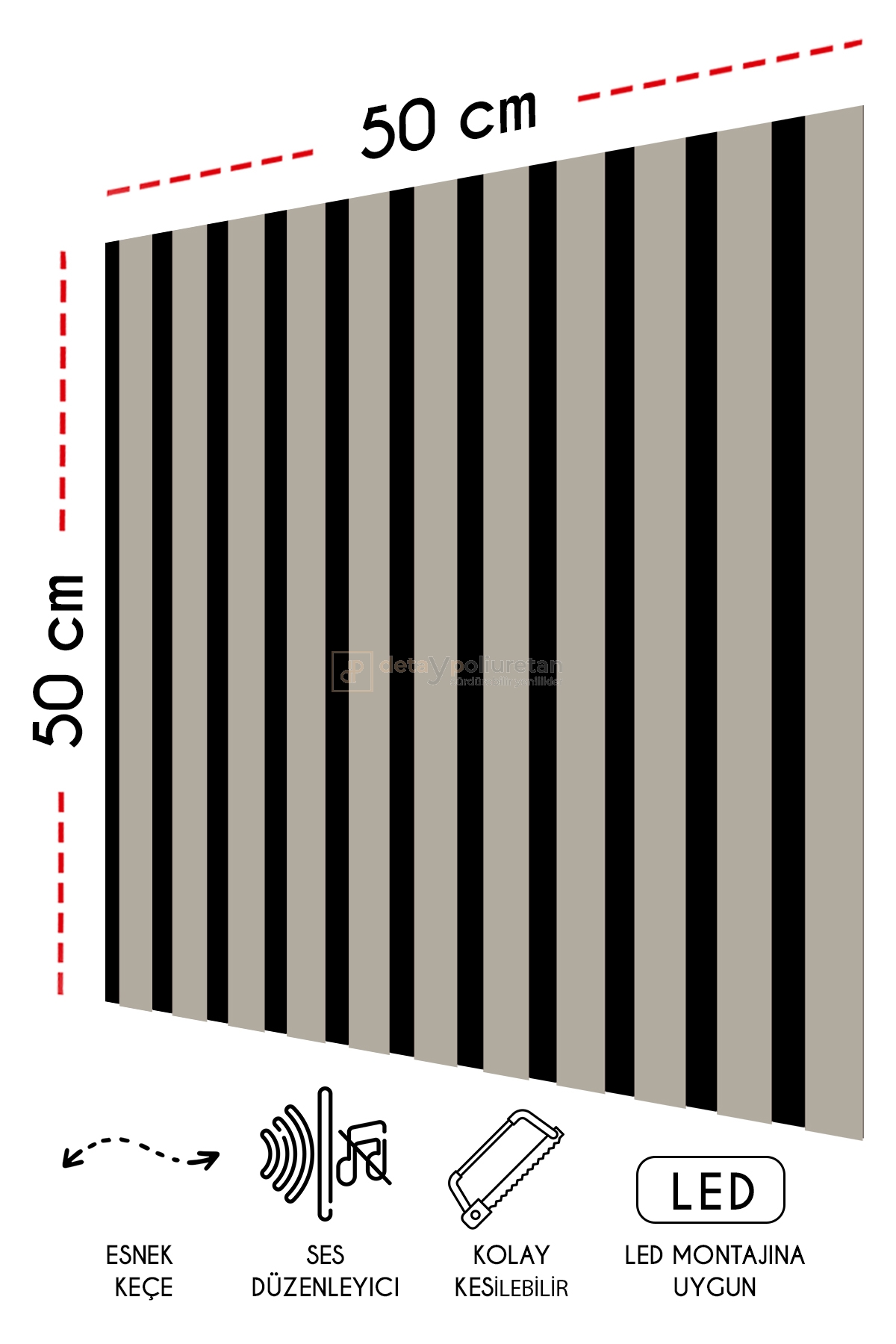 50x50%20cm%20Mdf%20Ahşap%20Akustik%20Duvar%20Kaplama%20Paneli%20-%20Krem