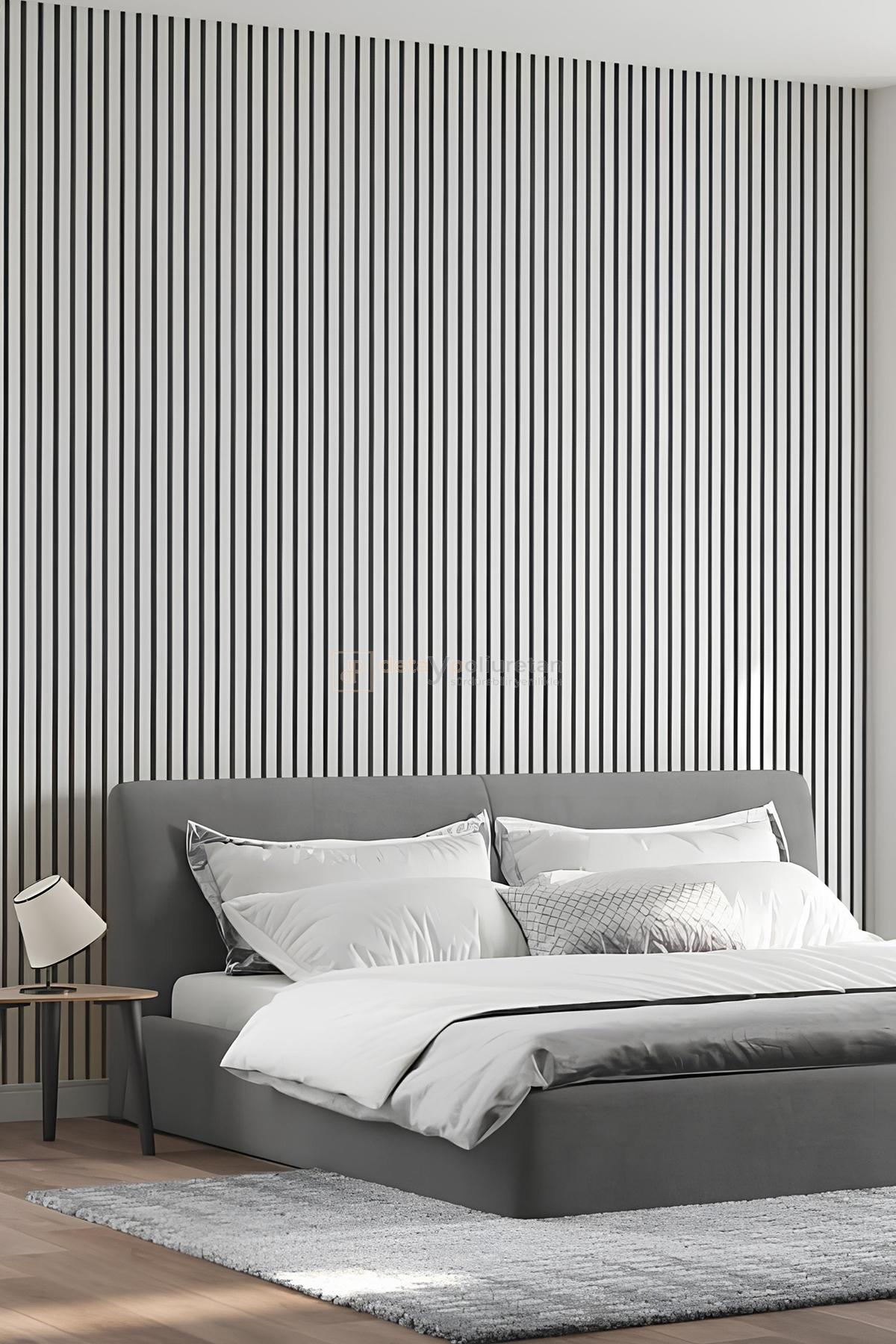 Mdf Ahşap Akustik Duvar Kaplama Paneli -60x275 cm -Beyaz