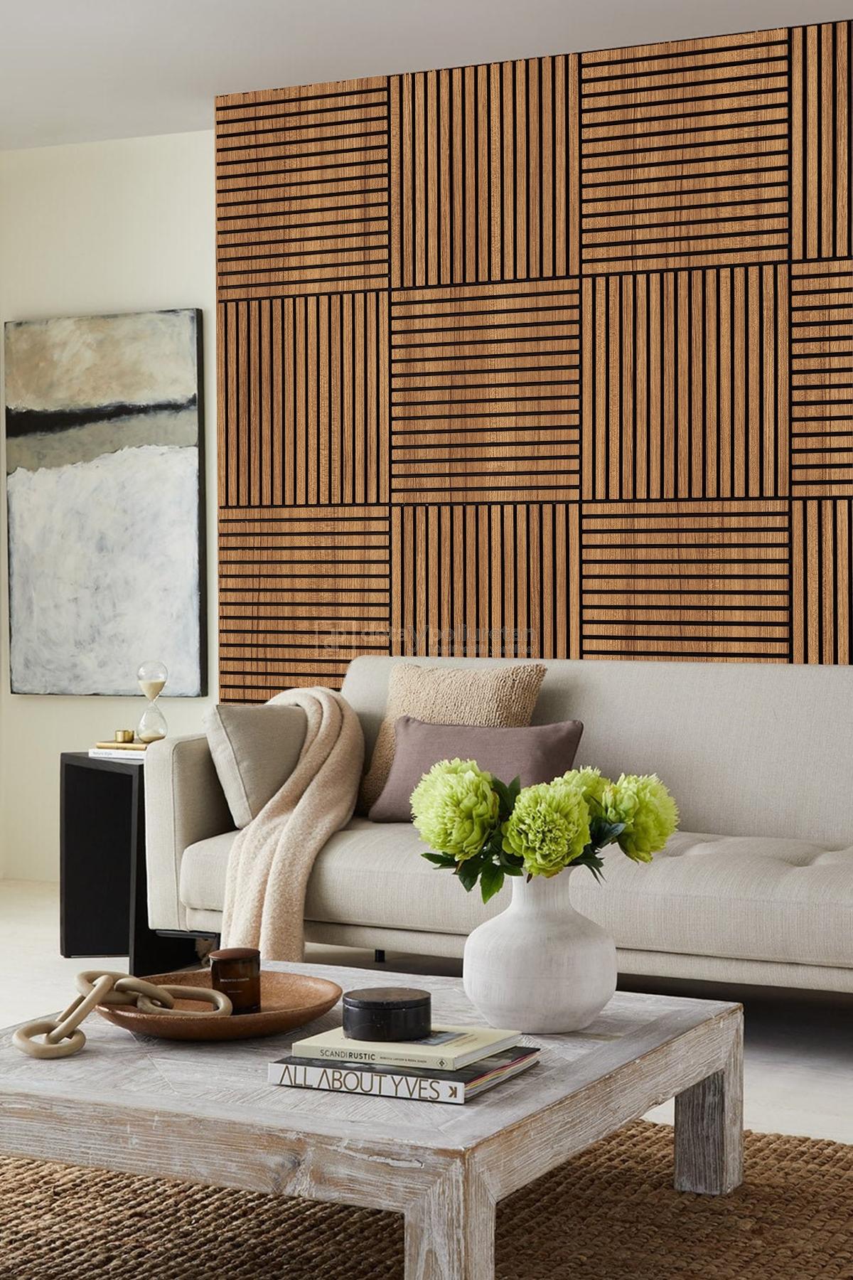 60x60%20cm%20Mdf%20Ahşap%20Akustik%20Duvar%20Kaplama%20Paneli%20-%20Teak