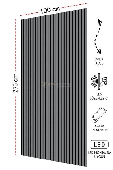 Mdf Ahşap Akustik Duvar Paneli Antrasit 100*275 cm