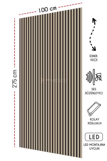 Mdf Ahşap Akustik Duvar Paneli Krem 100*275 cm