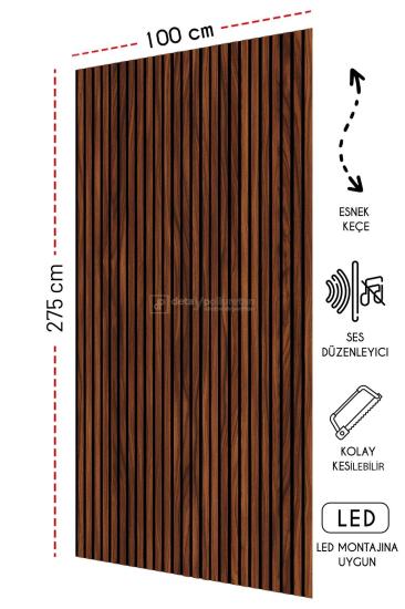 Mdf Ahşap Akustik Duvar Paneli Polisander 100*275 cm