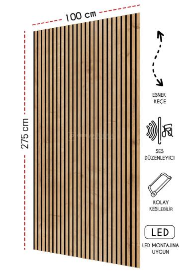 Mdf Ahşap Akustik Duvar Paneli Safirmeşe 100*275 cm