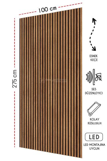 Mdf Ahşap Akustik Duvar Paneli Teak 100*275 cm