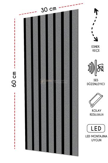 30x60 cm Mdf Ahşap Akustik Duvar Kaplama Paneli - Antrasit