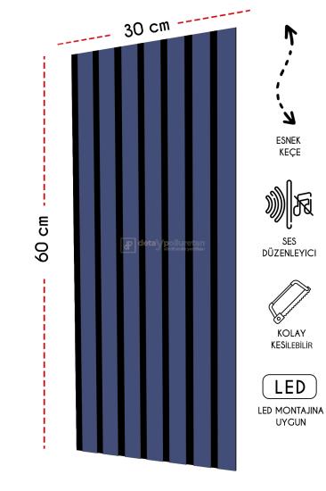 30x60 cm Mdf Ahşap Akustik Duvar Kaplama Paneli - İzlanda Mavi