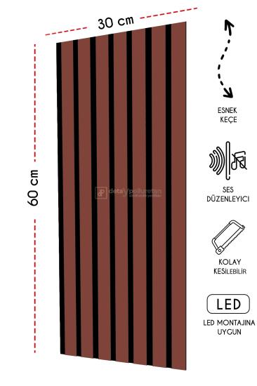 30x60 cm Mdf Ahşap Akustik Duvar Kaplama Paneli - Kiremit