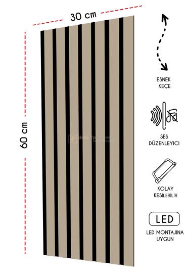30x60 cm Mdf Ahşap Akustik Duvar Kaplama Paneli - Krem