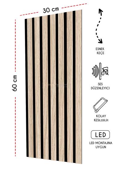 30x60 cm Mdf Ahşap Akustik Duvar Kaplama Paneli - Natural Meşe