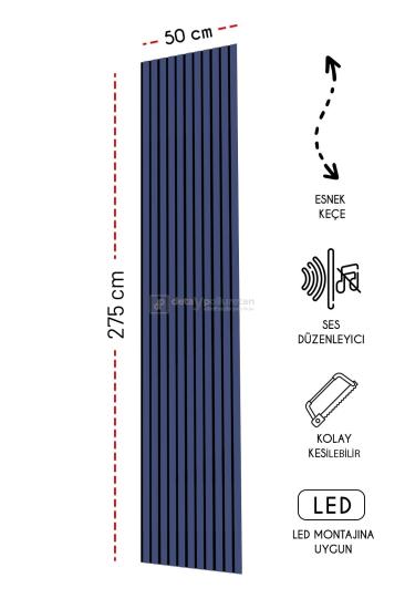 Mdf Ahşap Akustik Duvar Paneli  50x275 cm (İzlanda Mavi)