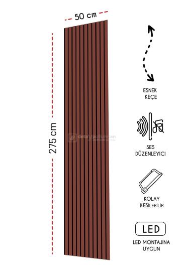 Mdf Ahşap Akustik Duvar Paneli 50x275 cm (Kiremit)