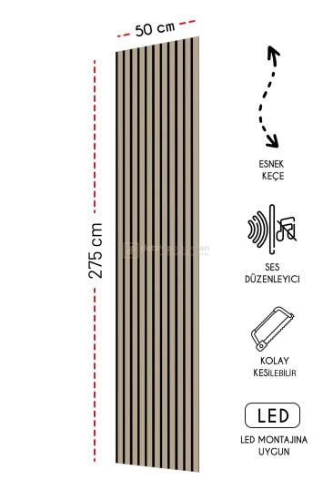 Mdf Ahşap Akustik Duvar Paneli 50x275 cm (Krem)