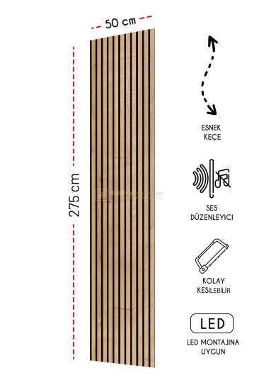 Mdf Ahşap Akustik Duvar Paneli 50x275 cm (Safir Meşe)