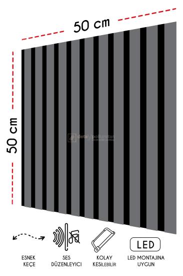 50x50 cm Mdf Ahşap Akustik Duvar Kaplama Paneli -Antrasit