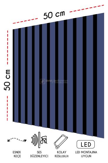 50x50 cm Mdf Ahşap Akustik Duvar ve Tavan Kaplama Paneli - İzlanda Mavi