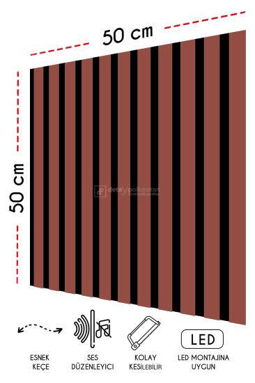 50x50 cm Mdf Ahşap Akustik Duvar Kaplama Paneli - Kiremit