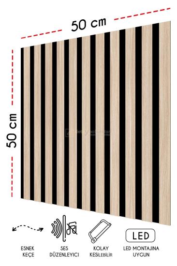 50x50 cm Mdf Ahşap Akustik Duvar Kaplama Paneli - Natural Meşe