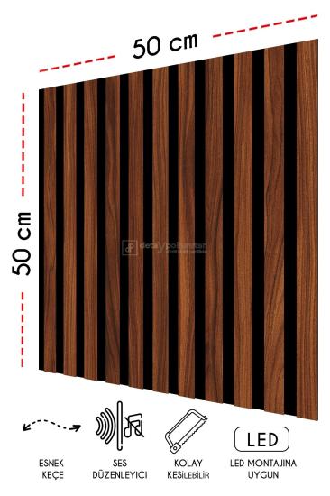 50x50 cm Mdf Ahşap Akustik Duvar Kaplama Paneli - Polisander
