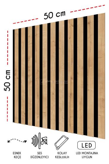 50x50 cm Mdf Ahşap Akustik Duvar Kaplama Paneli - Safir Meşe