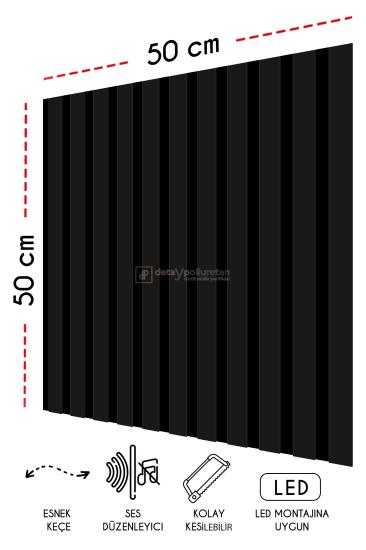 50x50 cm Mdf Ahşap Akustik Duvar Kaplama Paneli -Siyah
