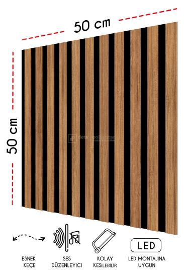 50x50 cm Mdf Ahşap Akustik Duvar Kaplama Paneli - Teak