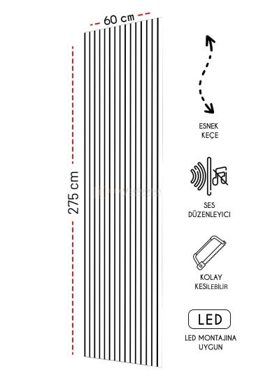 Mdf Ahşap Akustik Duvar Kaplama Paneli -60x275 cm -Beyaz