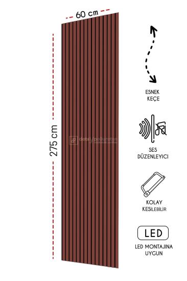 Mdf Ahşap Akustik Duvar Kaplama Paneli -60x275 cm -Kiremit