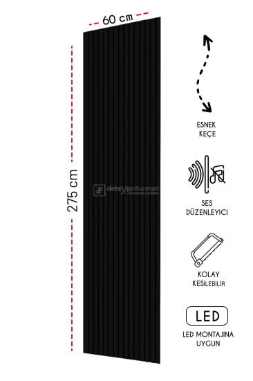 Mdf Ahşap Akustik Duvar Kaplama Paneli -60x275 cm -Siyah