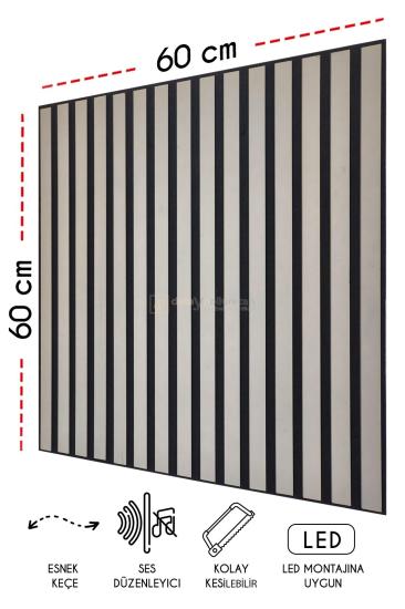 60x60 cm Mdf Ahşap Akustik Duvar Kaplama Paneli - Krem