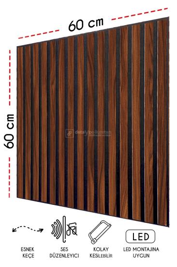 60x60 cm Mdf Ahşap Akustik Duvar Kaplama Paneli - Polisander