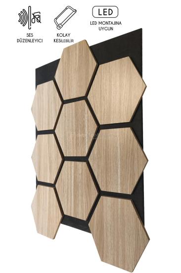 60x70 cm Mdf Ahşap Akustik Duvar Kaplama Paneli - Natural Meşe