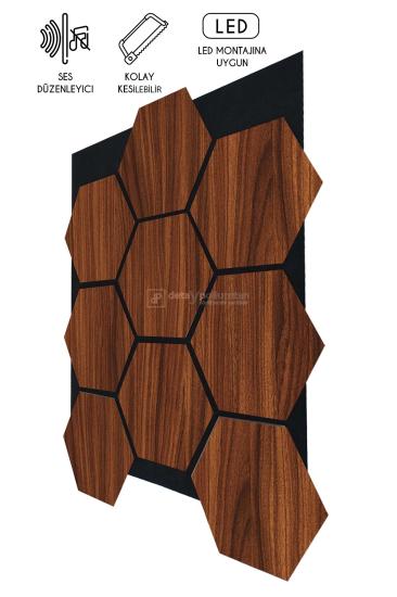  60x70 cm Mdf Ahşap Akustik Duvar Kaplama Paneli - Polisander