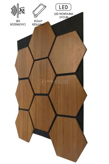 60x70 cm Mdf Ahşap Akustik Duvar Kaplama Paneli - Teak