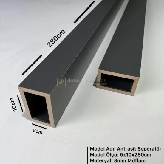 5x10x280cm ( ANTRASİT) Mdf Seperatör Paravan Dekoratif Bölme Profili