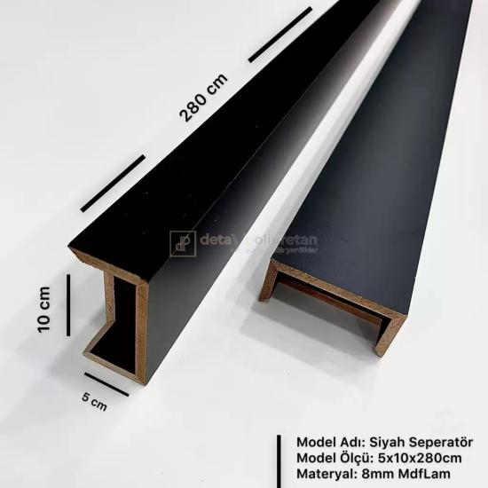 5x10x280cm ( Siyah) Mdf Seperatör Paravan Dekoratif Bölme Profili