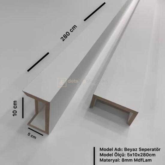 5x10x280cm ( Beyaz) Mdf Seperatör Paravan Dekoratif Bölme Profili